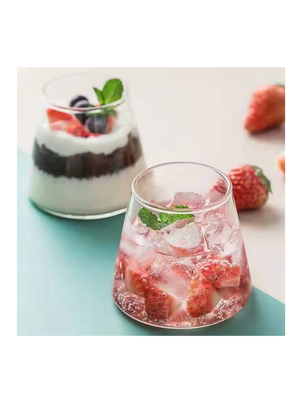 Renksiz Piramit Cam Sunum Kasesi 300 ml Üçlü2838-5