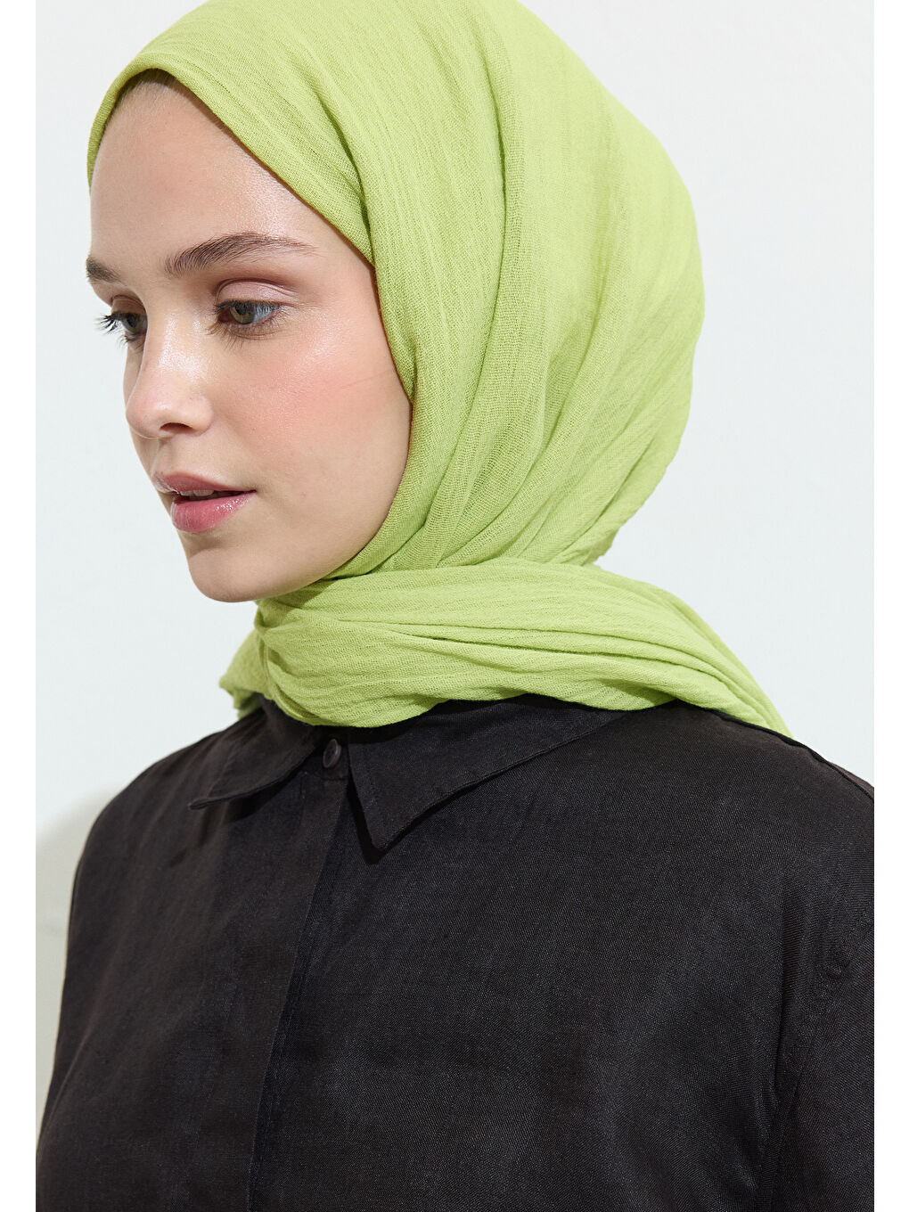 Yeşil Lıme Juıce Pamuklu Keten Şal-1