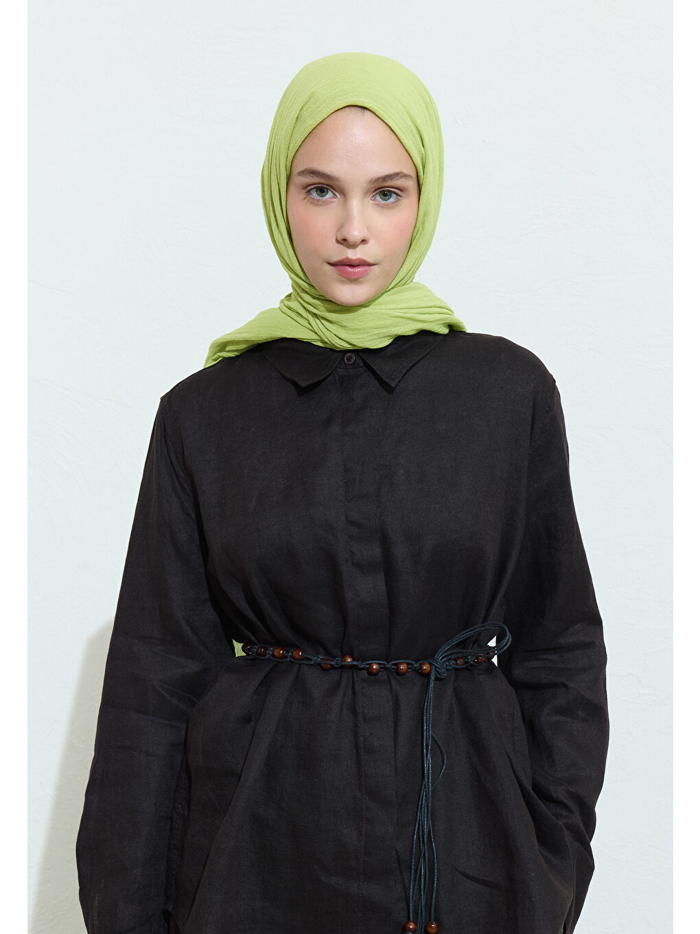 Yeşil Lıme Juıce Pamuklu Keten Şal-2