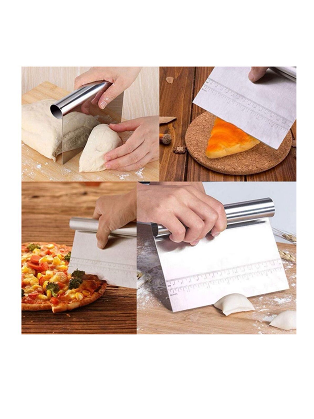 Pembe Silikon Ölçülü Çok Amaçlı Hamur Açma Matı 45 cm x 65 cm ve Ölçülü Çelik Hamur Kesme Spatulası-1