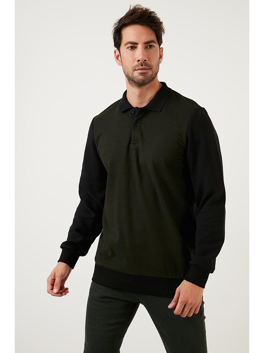 Haki Pamuklu Regular Fit Polo Yaka Sweat 5905040-3