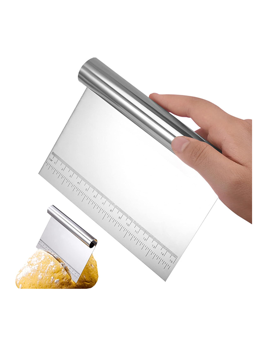 Kitchen Design Lab Siyah Silikon Ölçülü Çok Amaçlı Hamur Açma Matı 45x65 cm ve Ölçülü Çelik Hamur Kesme Spatulası - 1