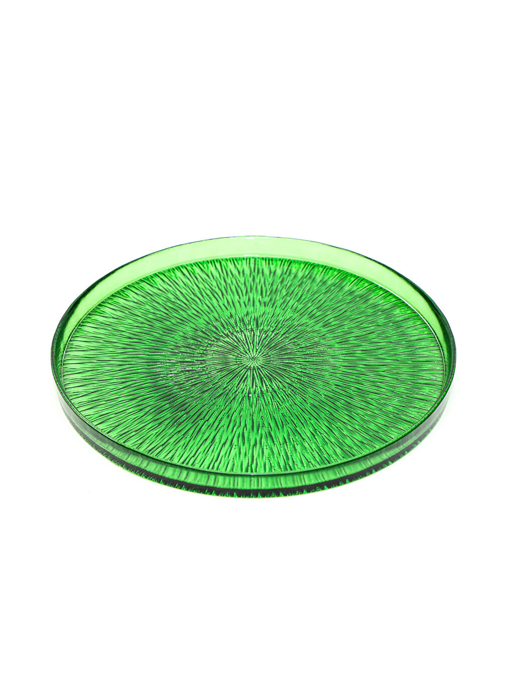 Dekoratif Yeşil Cam Sunumluk Tepsi/Tabak