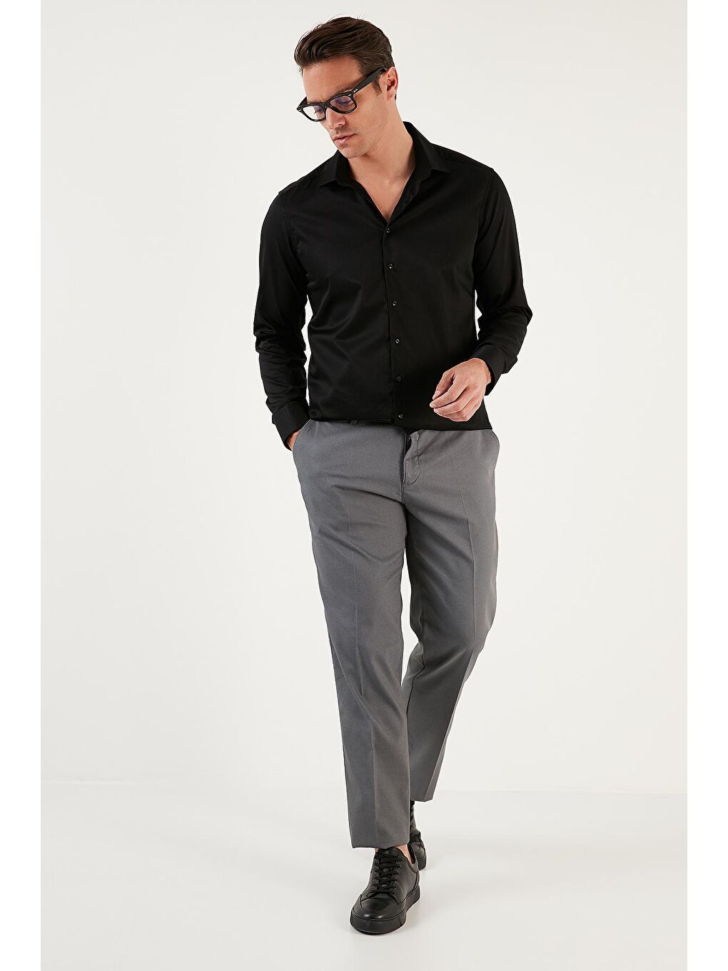 Gri Pamuklu Normal Bel Regular Fit Cepli Kumaş Erkek Pantolon 645JUPITER