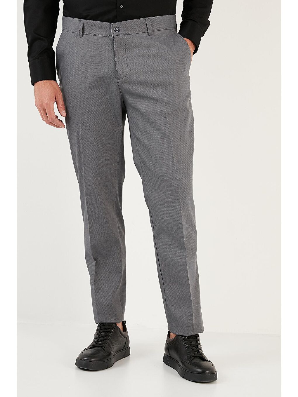 Gri Pamuklu Normal Bel Regular Fit Cepli Kumaş Erkek Pantolon 645JUPITER-1