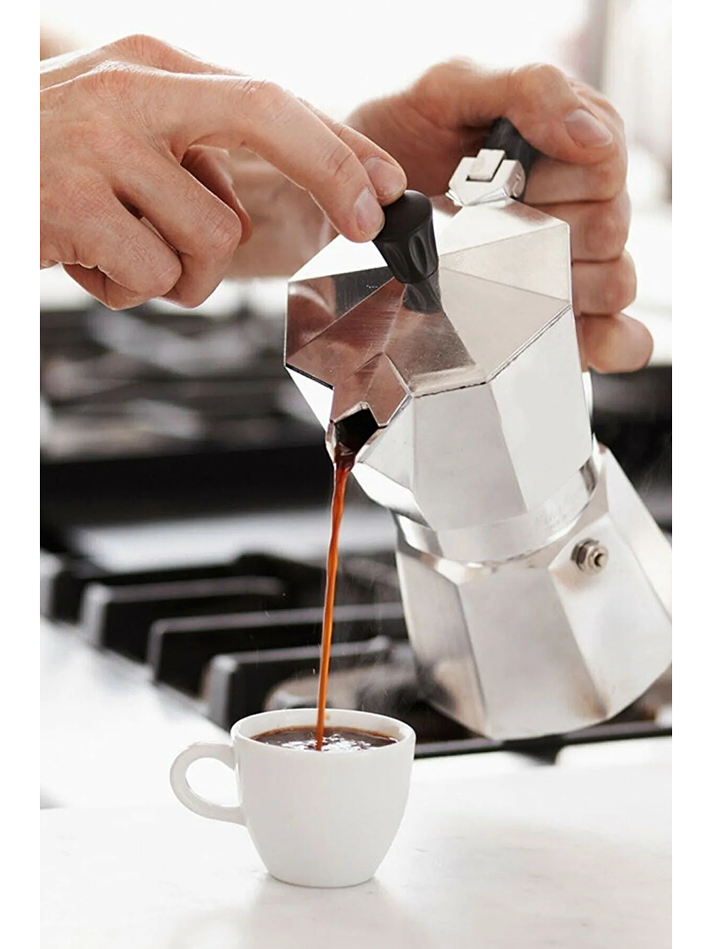 Kitchen Design Lab Gri Moka Pot Express Espresso Kahve Demleme Makinesi 3 Kişilik