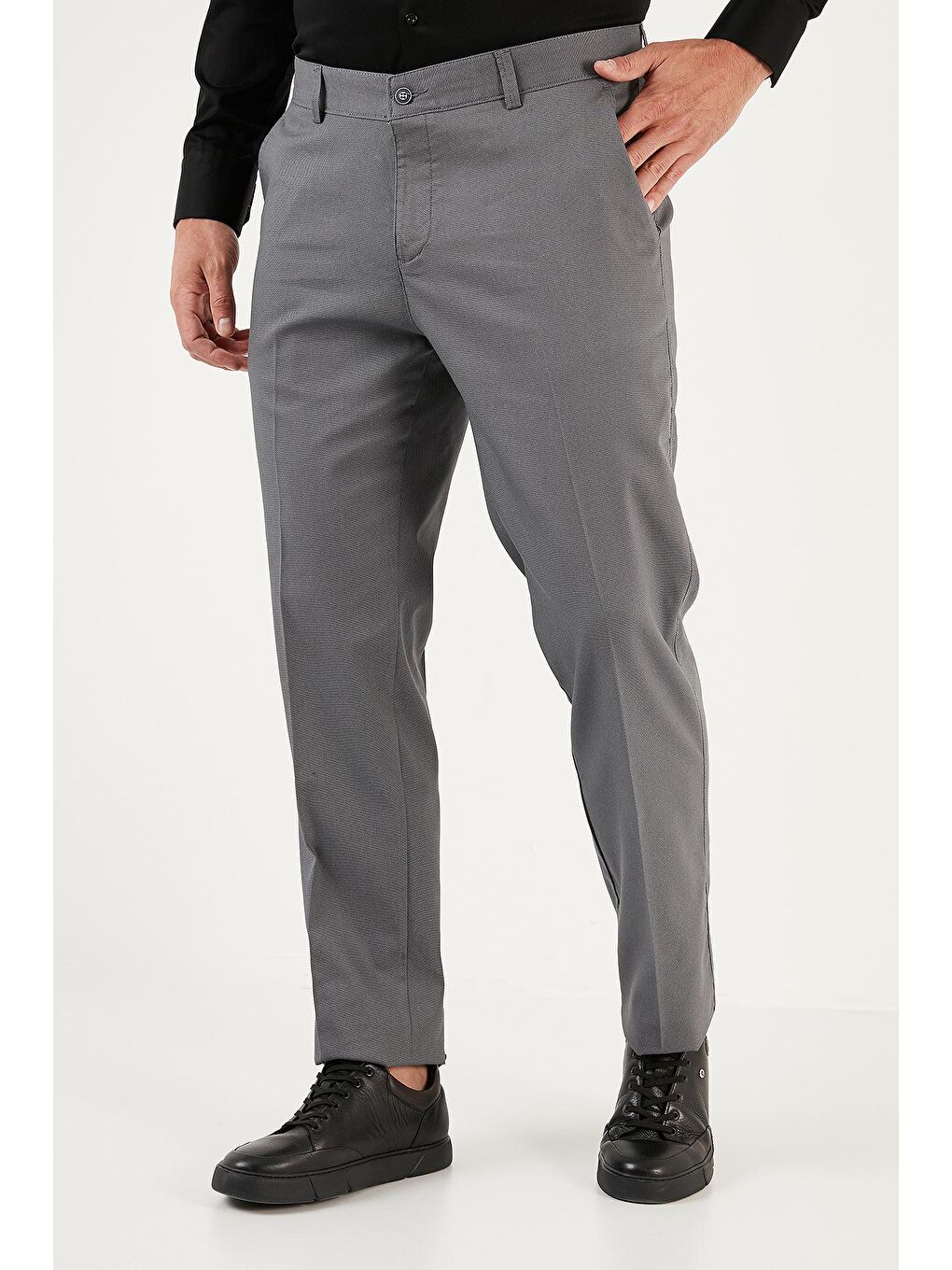 Gri Pamuklu Normal Bel Regular Fit Cepli Kumaş Erkek Pantolon 645JUPITER-2
