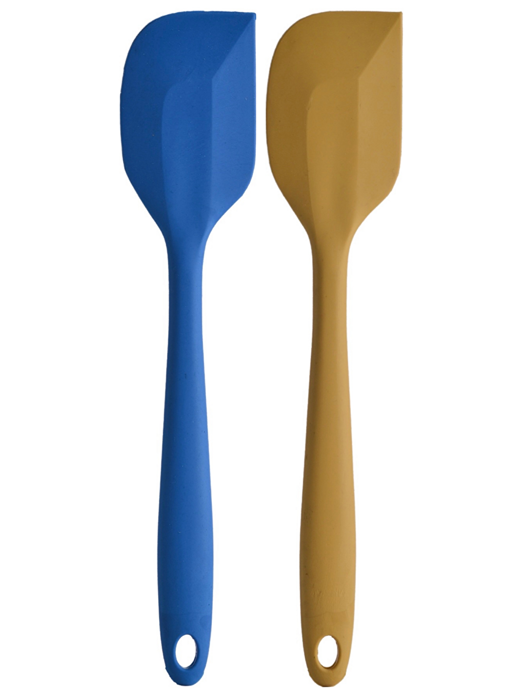 Büyük Boy Yanmaz Yapışmaz Mavi Sarı Silikon Yassı Spatula Seti 2 Adet