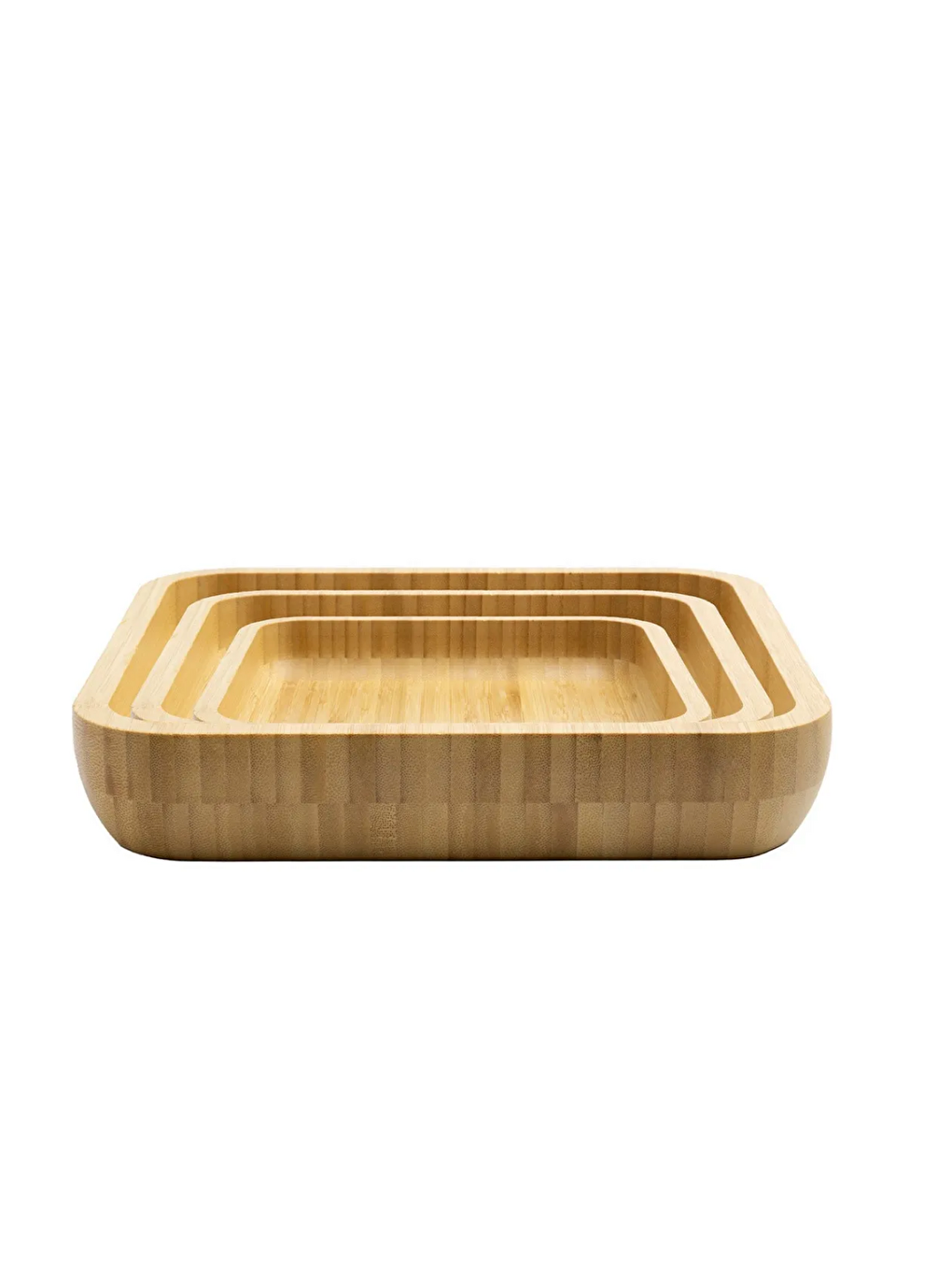 Kahverengi Bambu Sunum Tabağı Kare Set 3 Farklı Boy-2