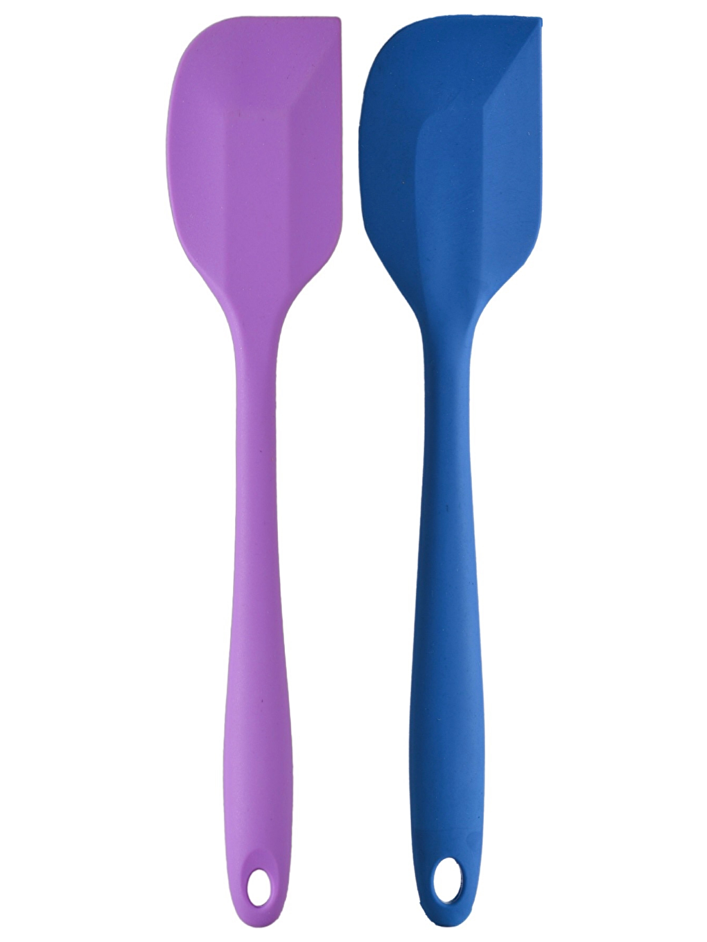 Büyük Boy Yanmaz Yapışmaz Mavi Mor Silikon Yassı Spatula Servis Seti 2 Adet