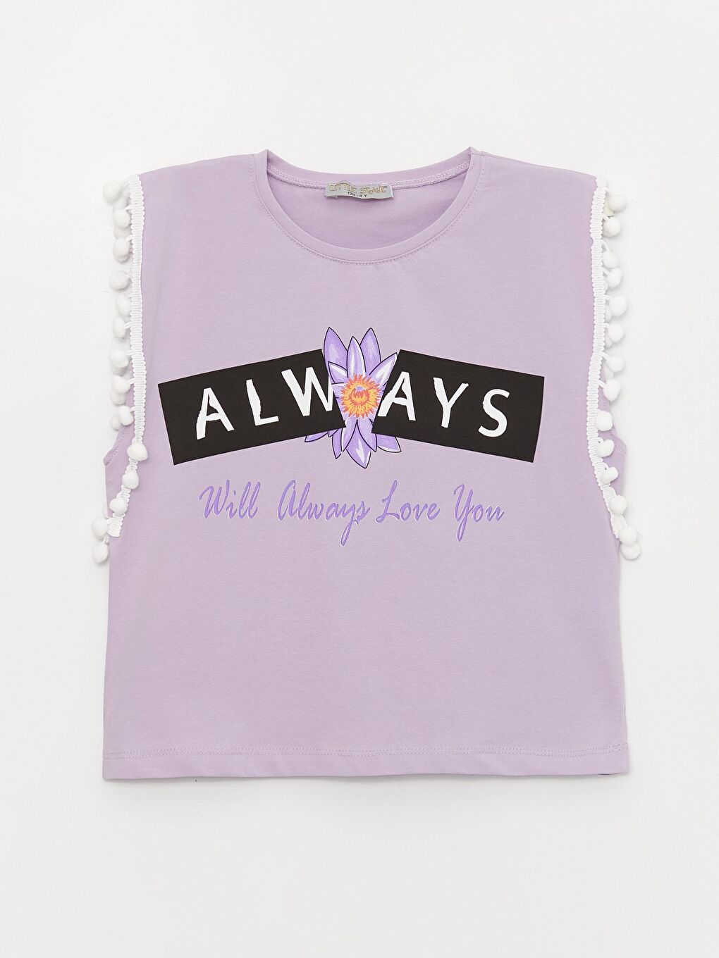 Lila Kız Çocuk Pon Ponlu Always Tişört