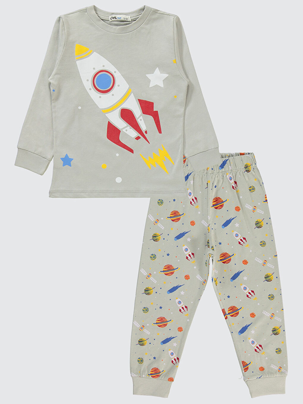 Boys Erkek Çocuk Pijama Takımı 2-5 Yaş Gri