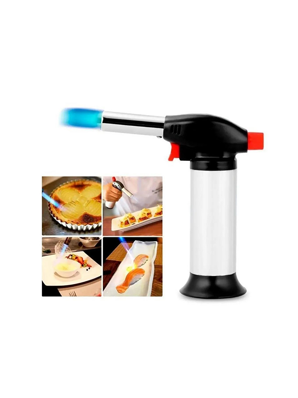 Beyaz Orta Boy Delikli Pizza Tepsisi 32 cm ve 1300 Derece Profesyonel Pürmüz Çakmak-3