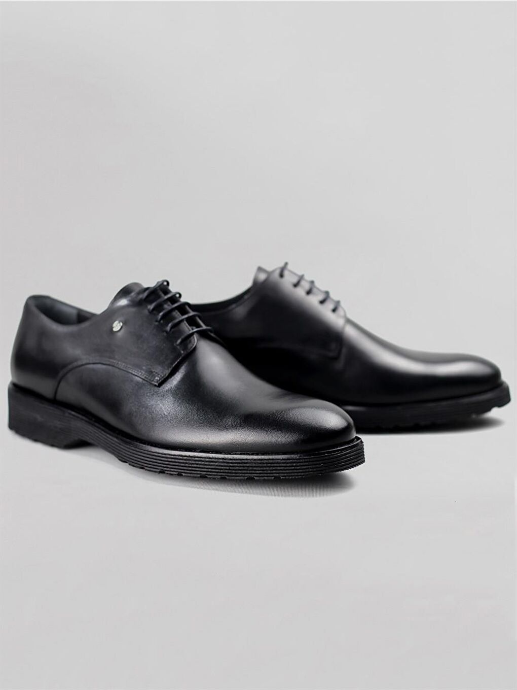 Siyah Moengo Erkek Hakiki Deri Bağcıklı Klasik Ayakkabı-1