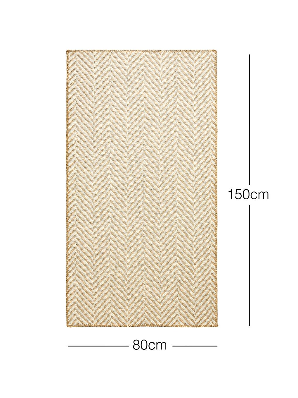 Ocean Home Textile Ekru Renk Balıksırtı Jüt Halı Kilim 80 x 150 cm - 3