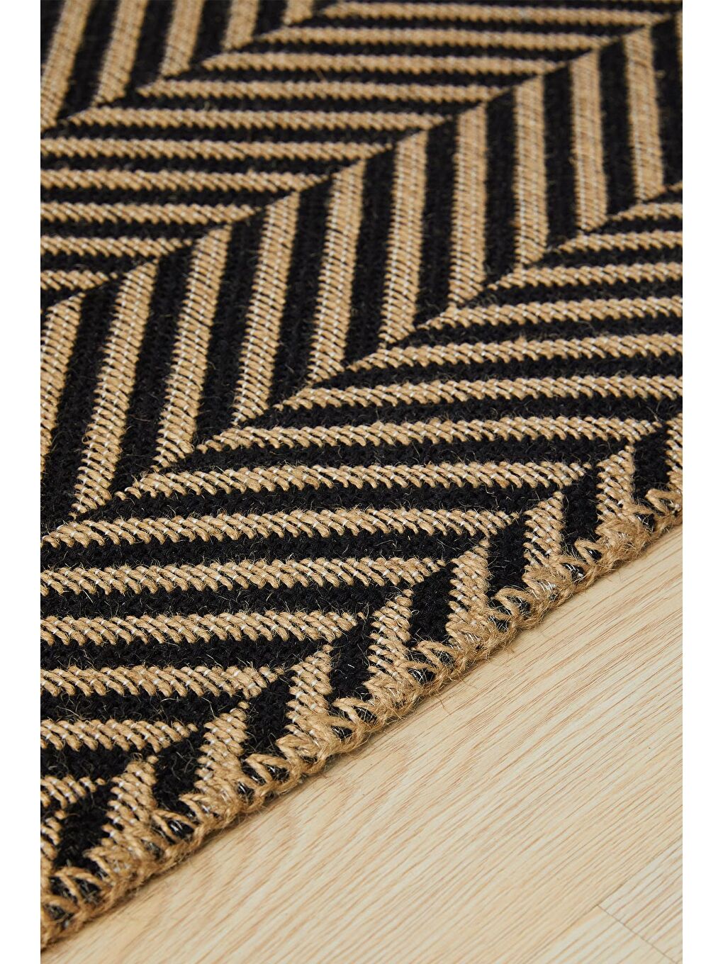 Siyah Balıksırtı Jüt Halı Kilim 160x230 cm-3