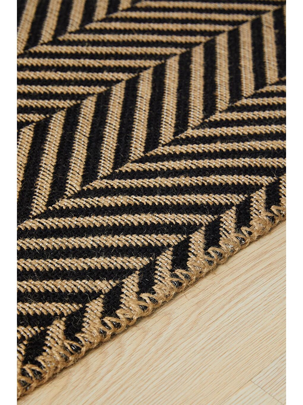 Ocean Home Textile Siyah Balıksırtı Jüt Halı Kilim 120x180 cm - 3