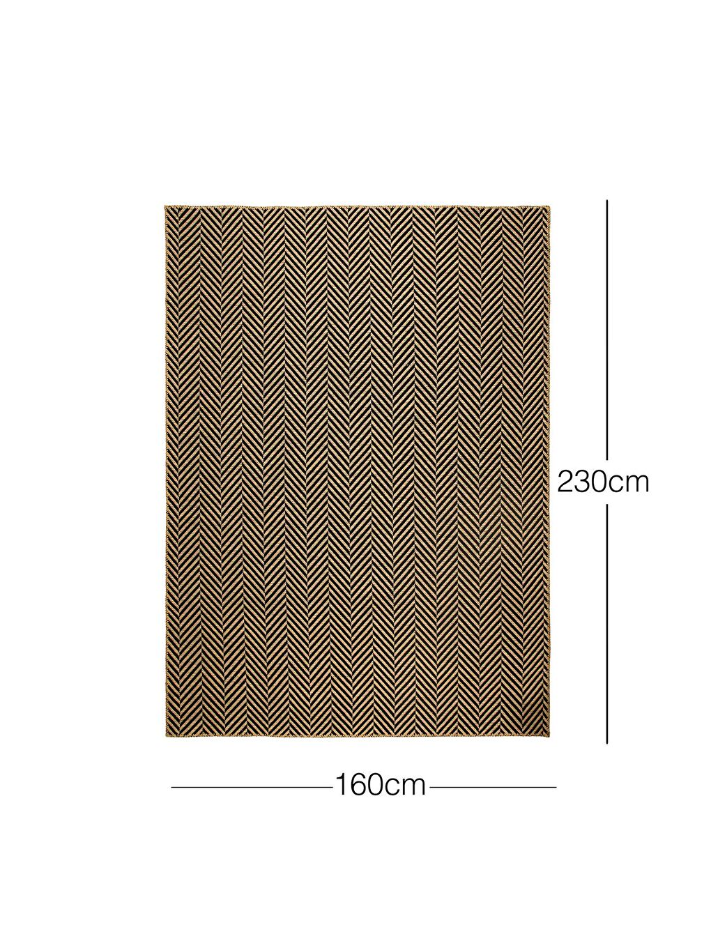 Siyah Balıksırtı Jüt Halı Kilim 160x230 cm-4