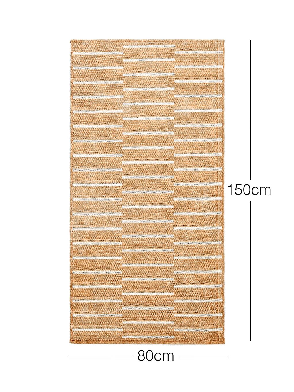 Ocean Home Textile Bej Çizgi Desenli Şönil Halı Kilim 80x150 cm - 3