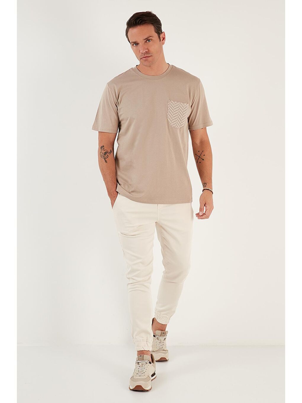 Kahverengi % 100 Pamuk Relaxed Fit Tek Cepli Bisiklet Yaka Tişört 5902505-3