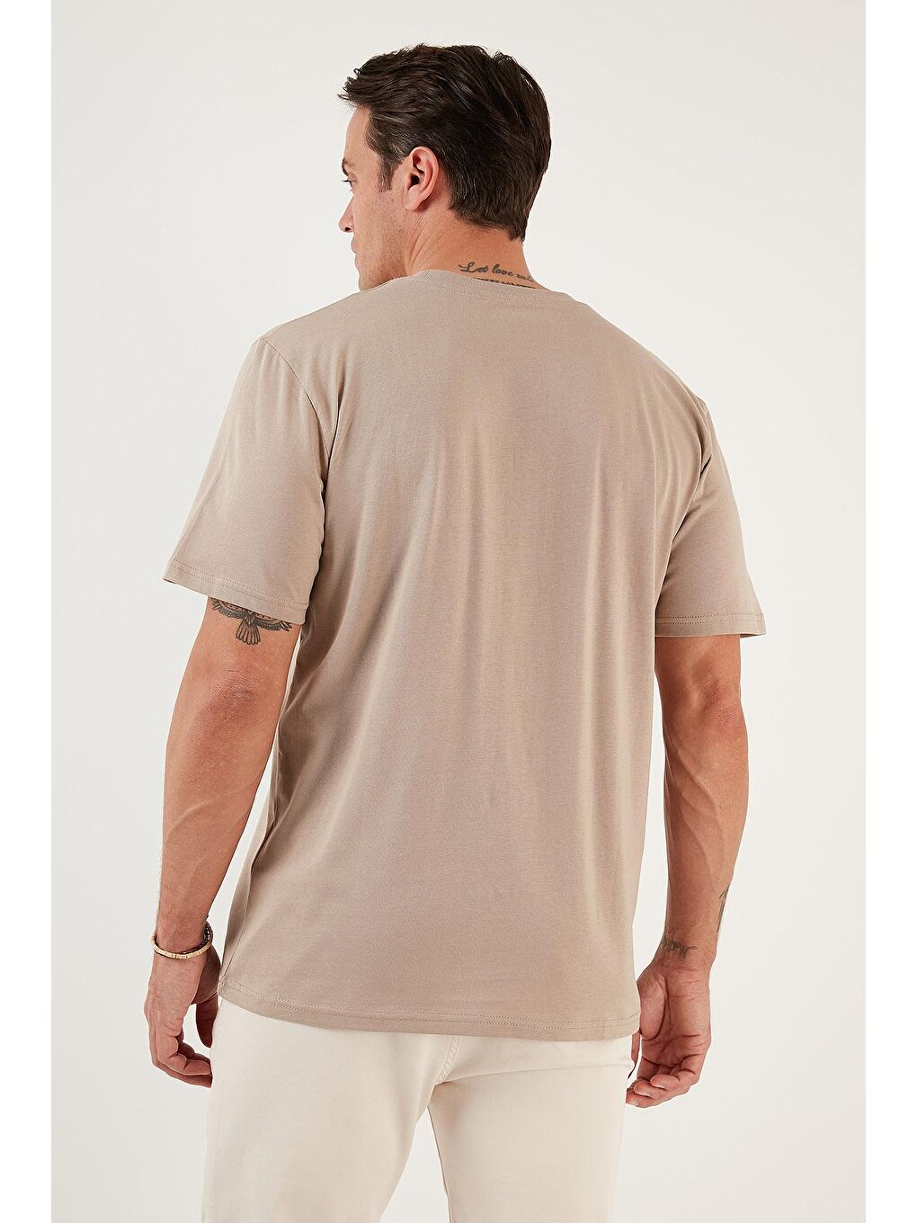 Kahverengi % 100 Pamuk Relaxed Fit Tek Cepli Bisiklet Yaka Tişört 5902505-4