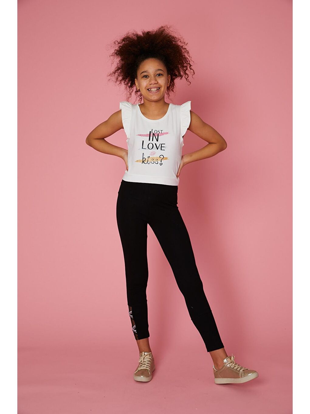 Ekru Kız Çocuk Tişört-1