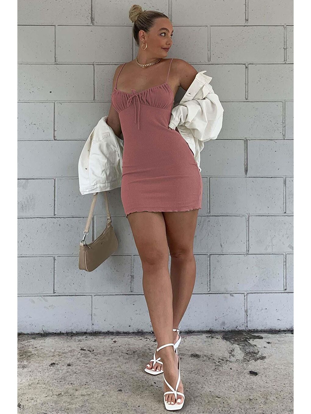 Pembe Askılı Mini Elbise Mg1404-1