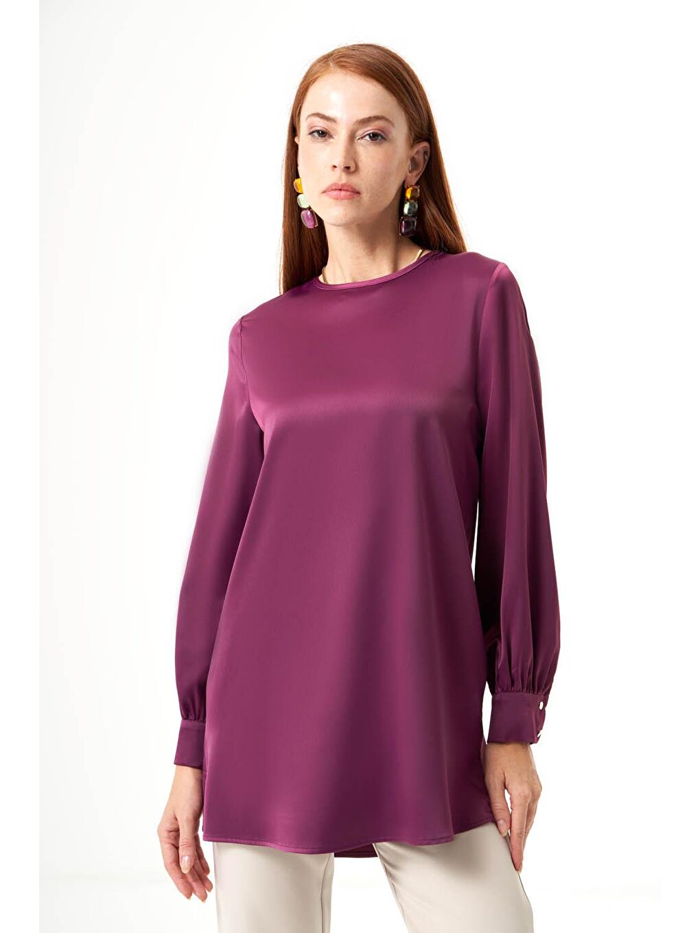 Pembe Bsc O Yaka Gül Kurusu Tunik-1