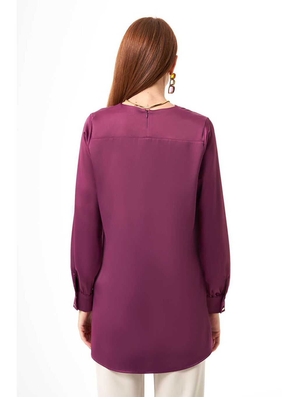 Pembe Bsc O Yaka Gül Kurusu Tunik-2