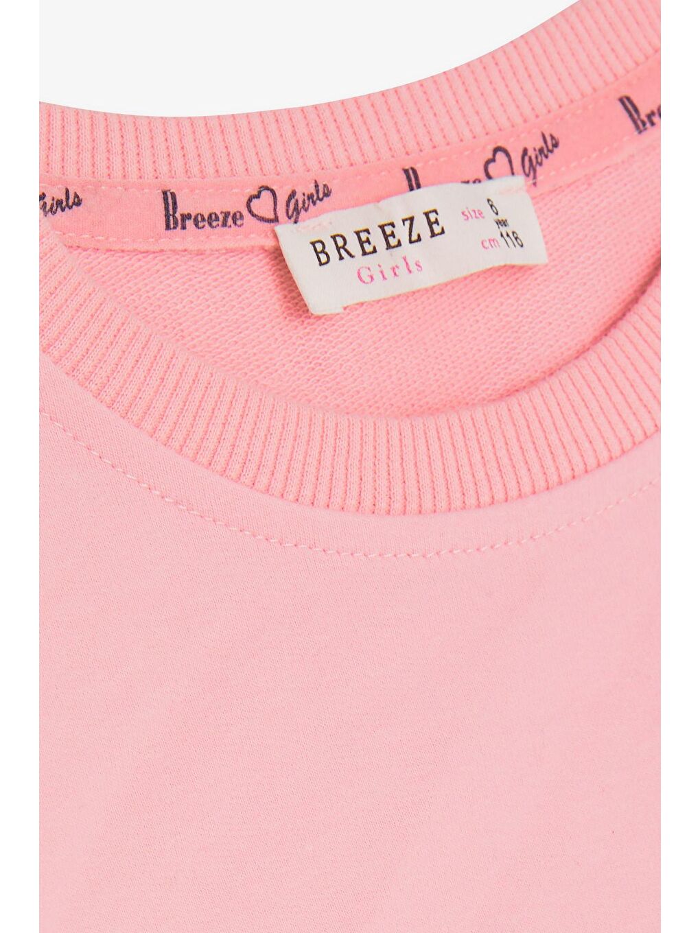Pembe Kız Çocuk Sweatshirt İncili Taşlı Beli Bağcıklı Pudra (6-10 Yaş)-2