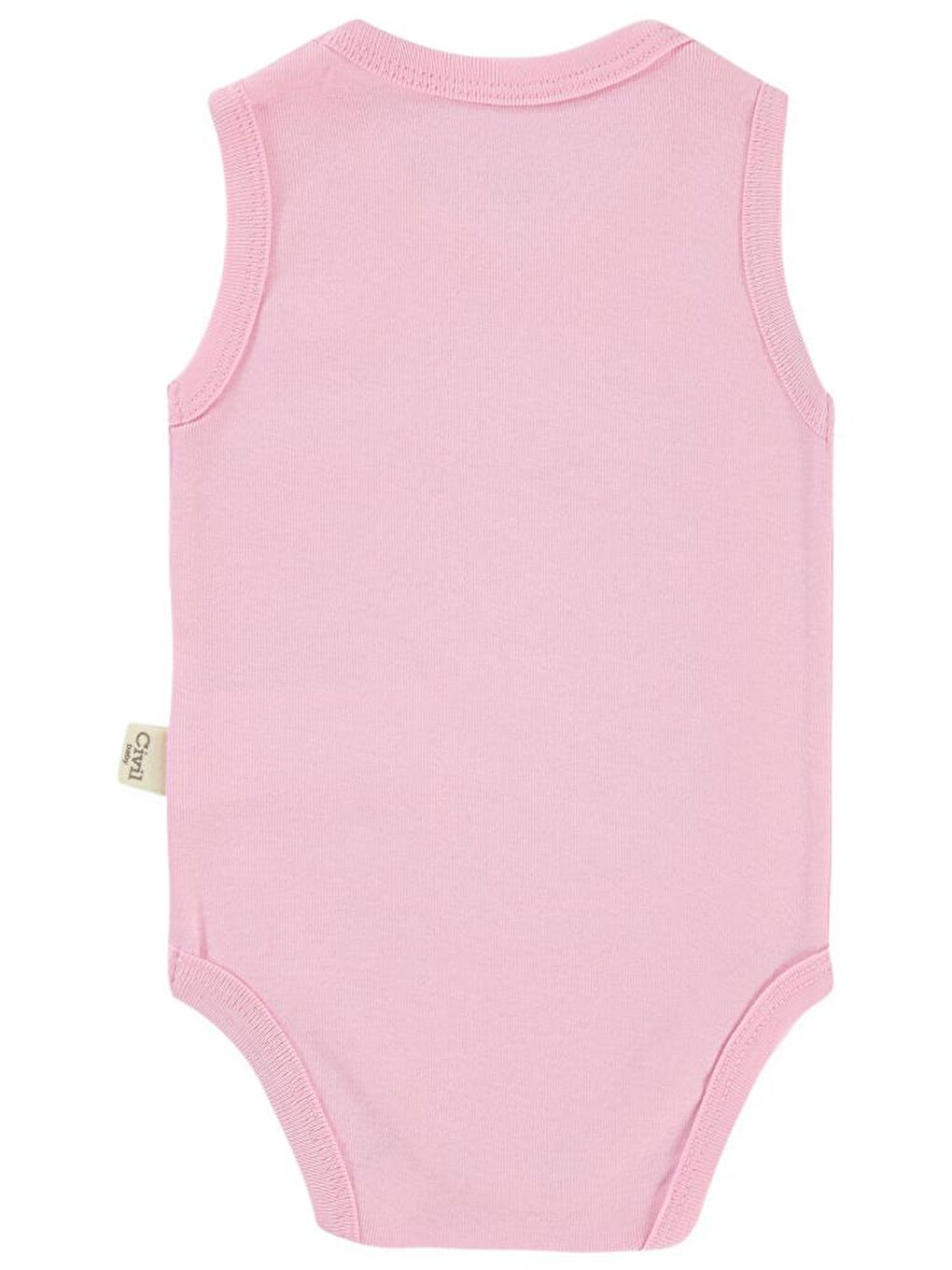 Baby Düz Renkli 3-9 Ay Çıtçıtlı Badi - Pembe 6-9 Ay-1