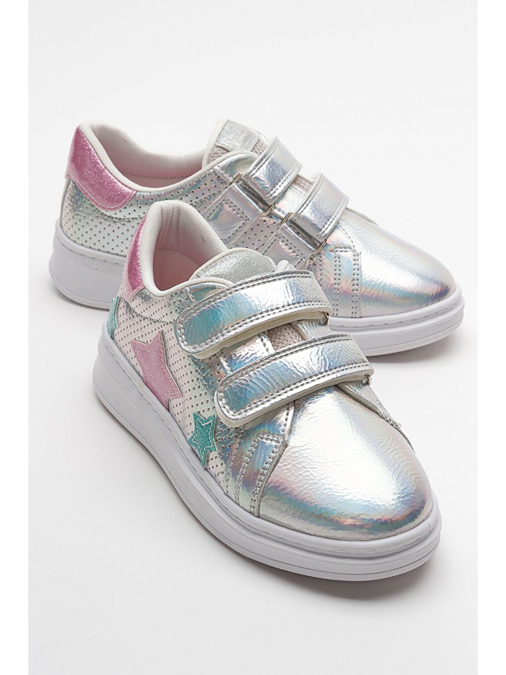 Gri Kız Çocuk Gümüş Sneaker Ayakkabı
