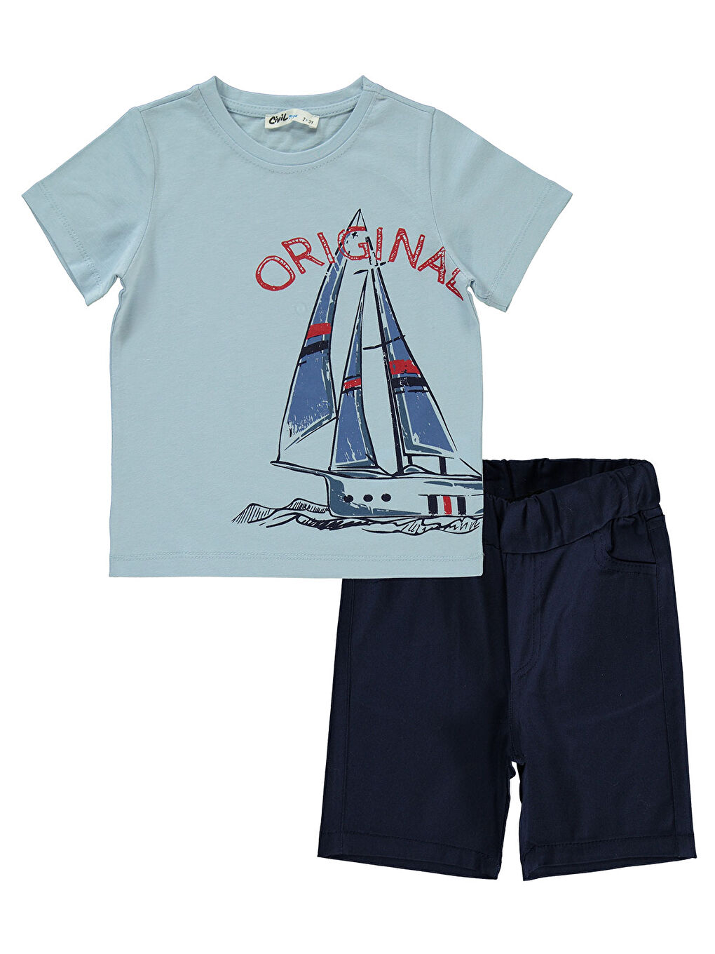 Boys Erkek Çocuk Kaprili Takım 2-5 Yaş Buz Mavi