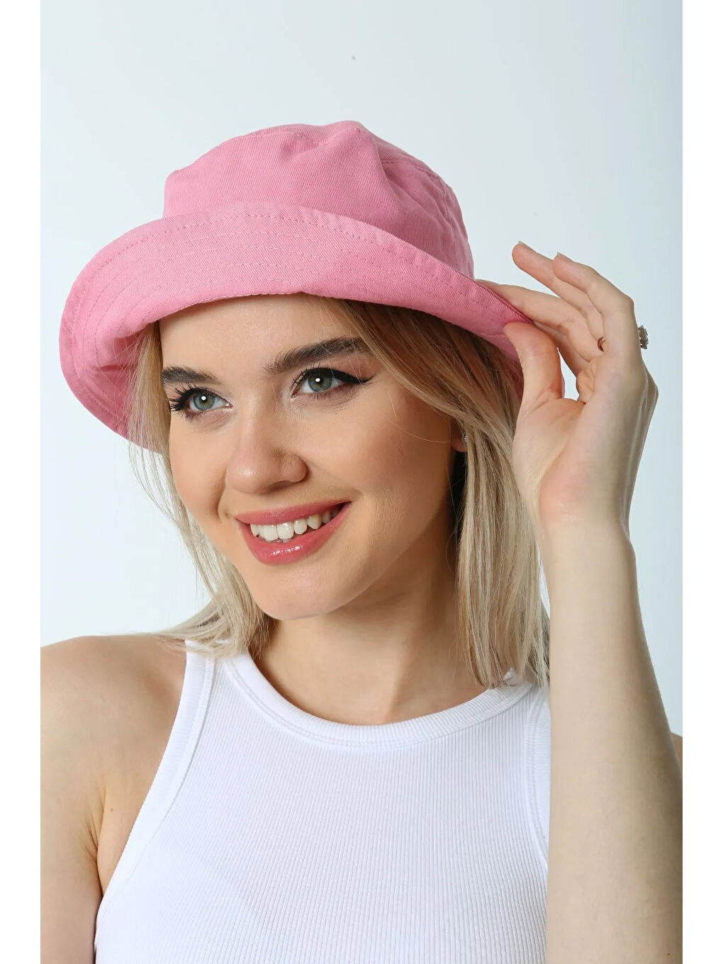 Remsa Mayo Pembe Pamuk Bucket Şapka RŞ-110 Pudra - 1