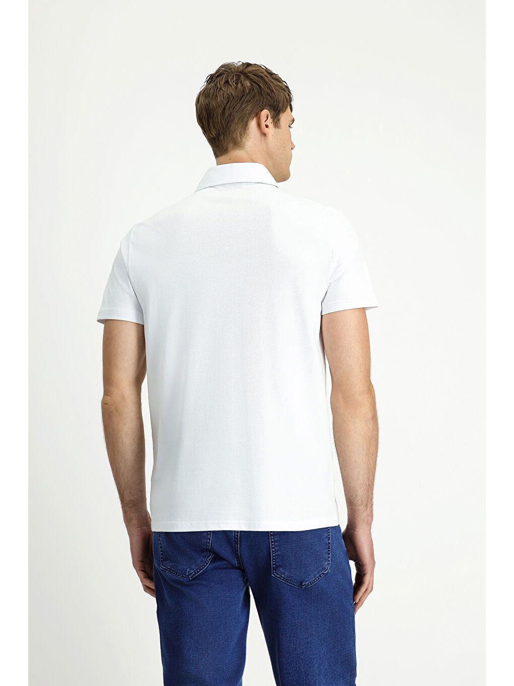 Beyaz Regular Fit Pamuk Polo Yaka Tişört-4