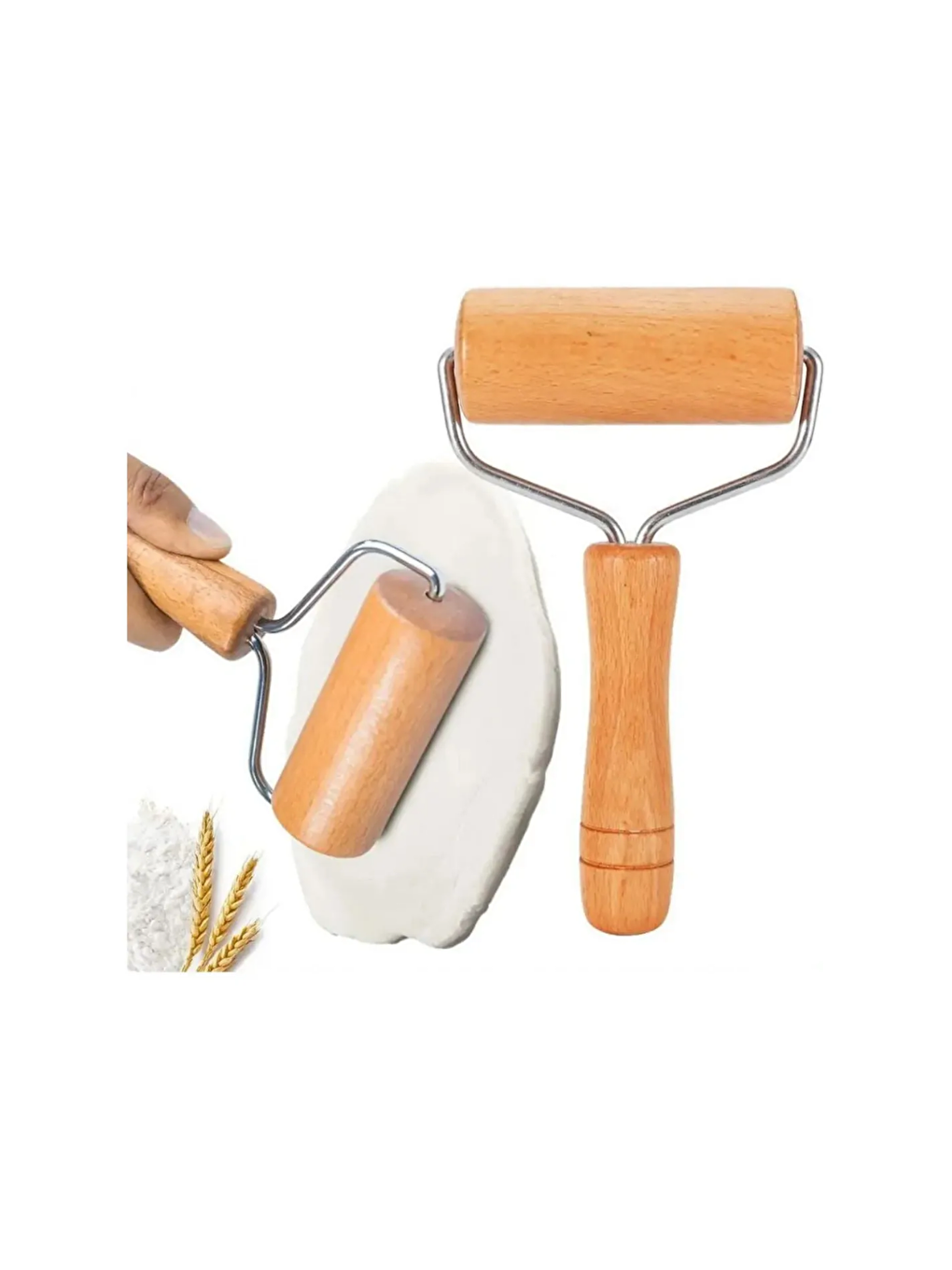 Mor Silikon Hamur Açma Matı 45 x 65 cm 36 cm Pizza Tepsisi ve Ahşap Saplı Hamur Açıcı-3