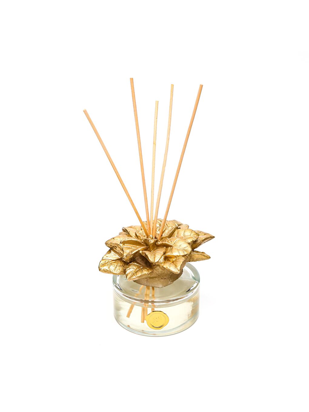 Sarı 150 ml Gold Çiçek Taşlı Bambu Çubuklu Apple&Cinnamon Oda Kokusu