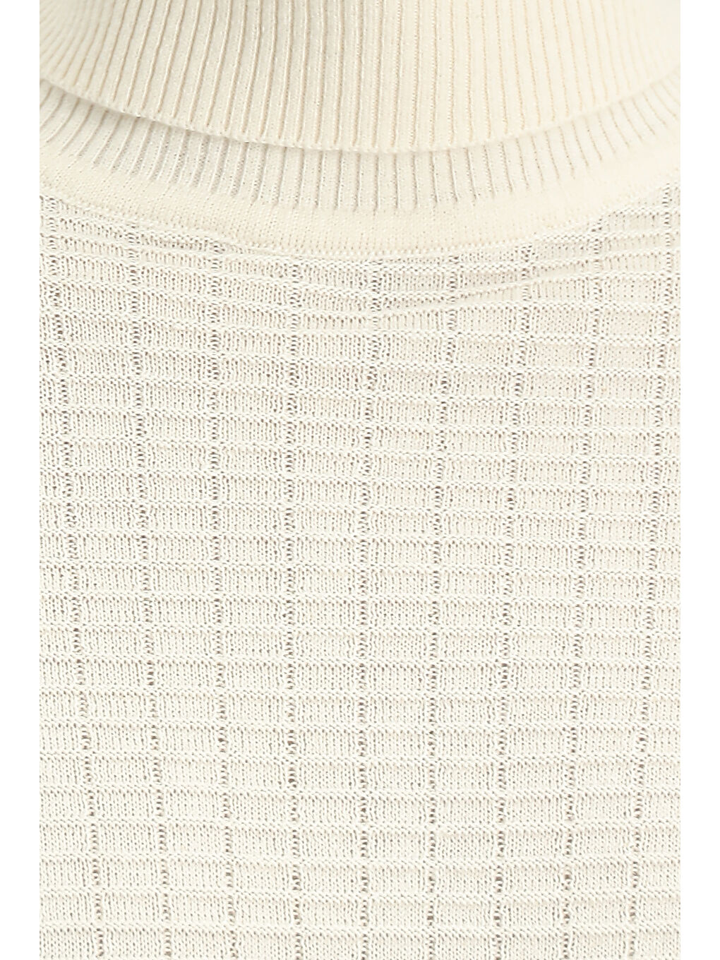 Ekru Balıkçı Yaka Regular Fit Desenli Pamuklu Triko Kazak-4