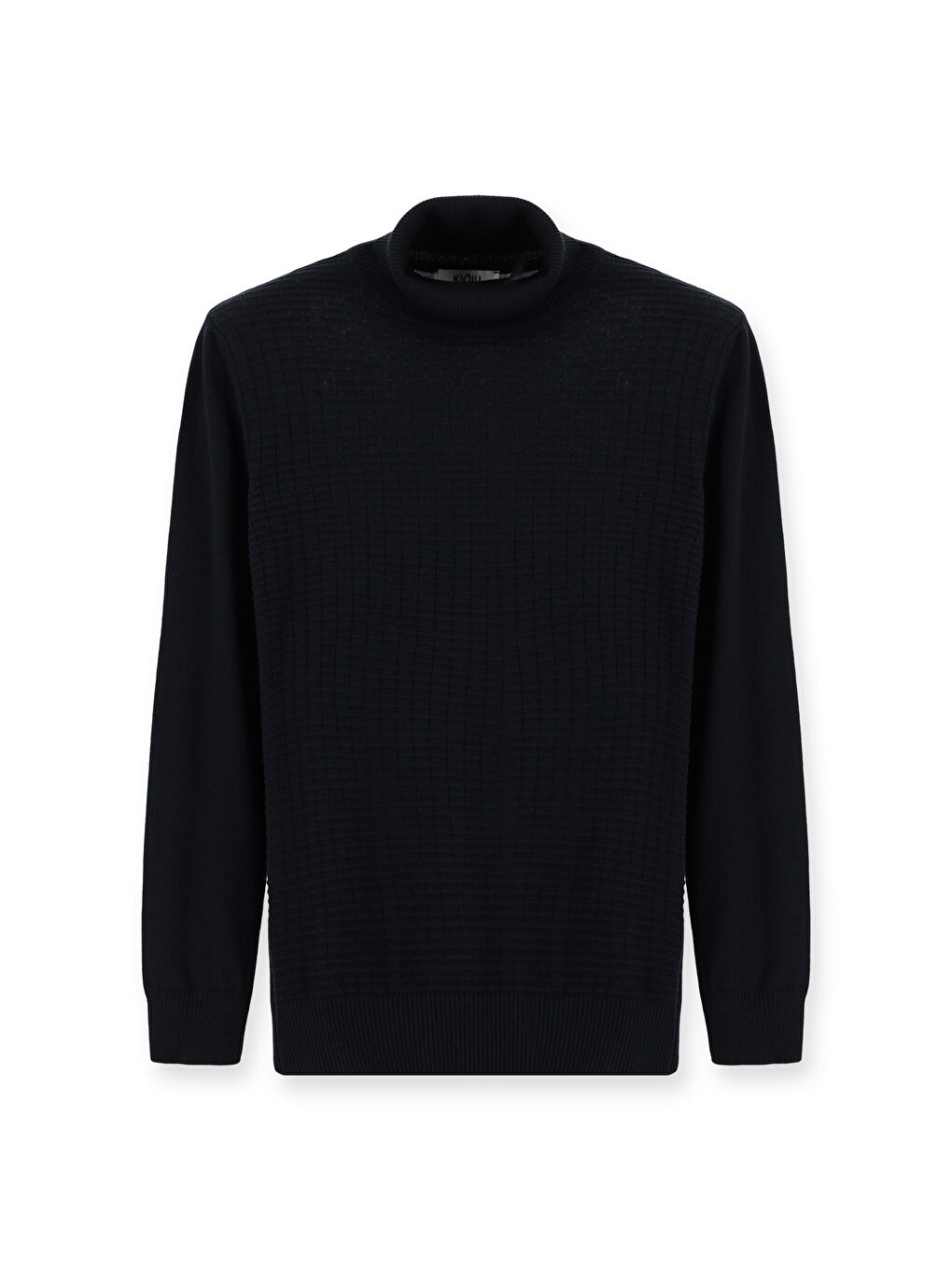 Lacivert Balıkçı Yaka Regular Fit Desenli Pamuklu Triko Kazak-5