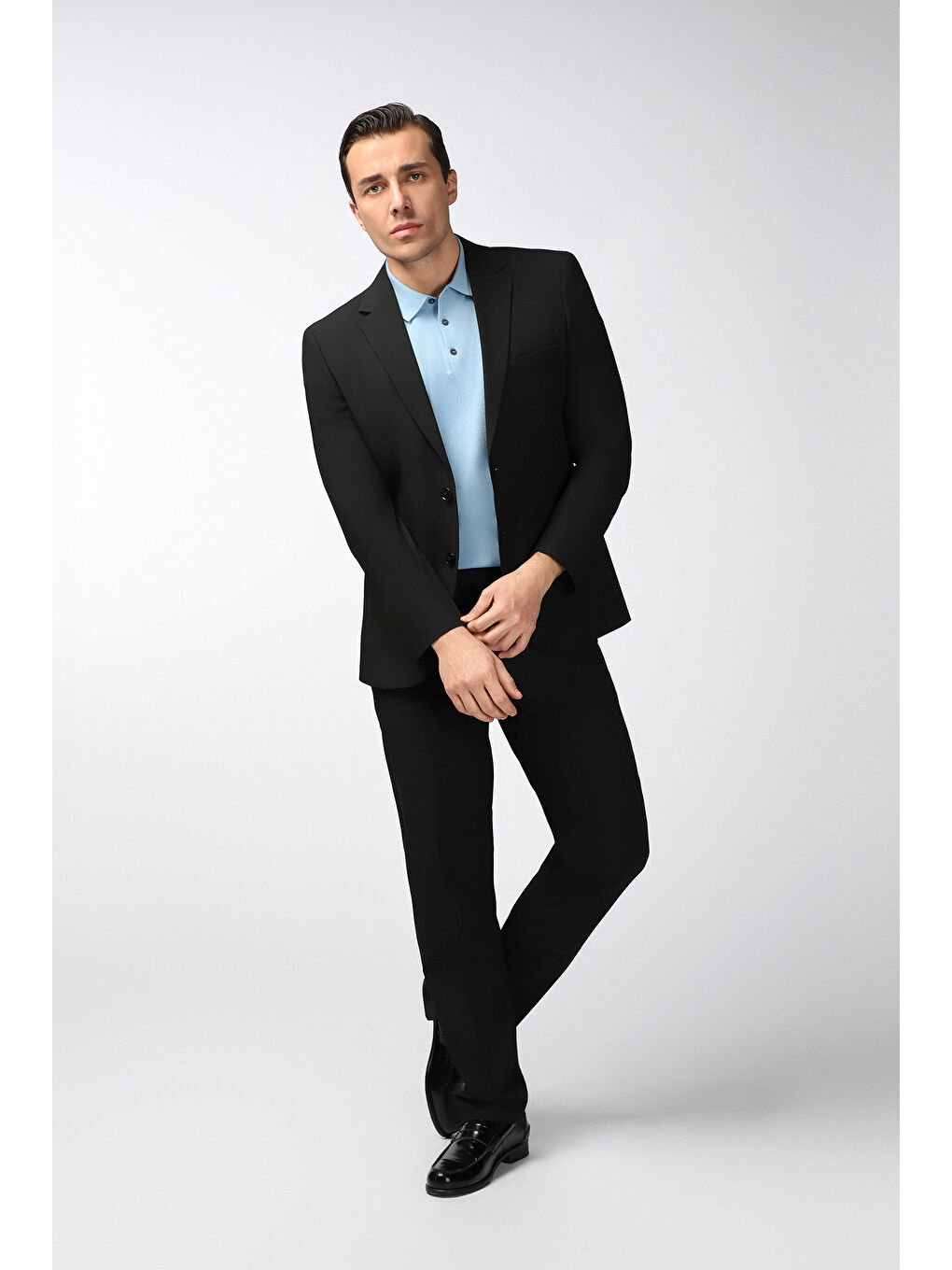 Siyah 7 Drop Slim Fit Dar Kesim Takım Elbise-1