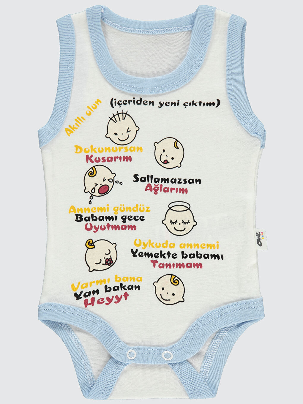 Baby Bebek Çıtçıtlı Badi 1-36 Ay Mavi