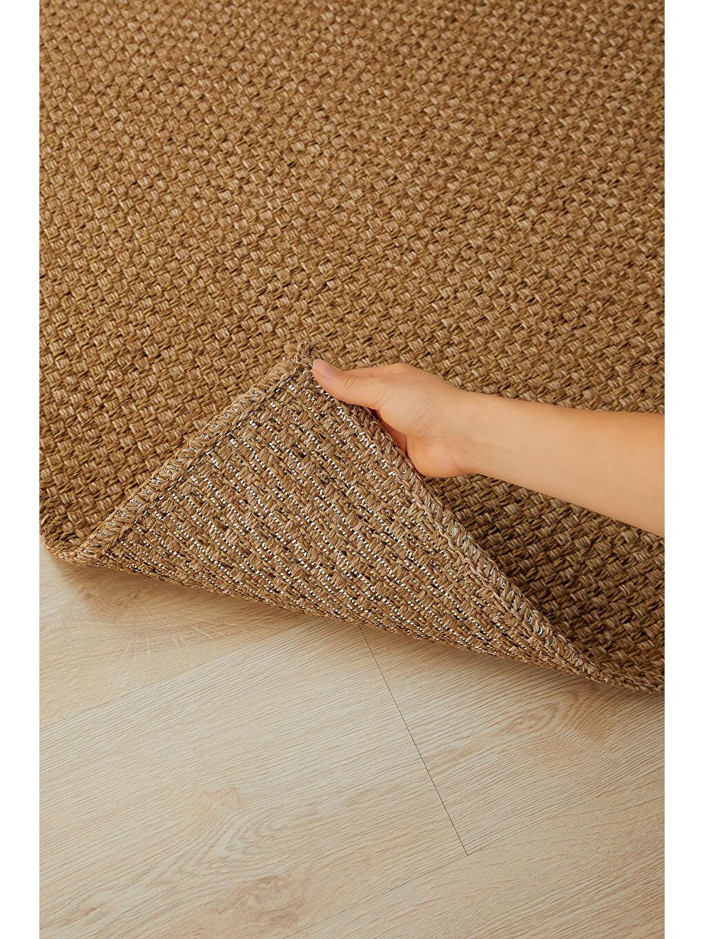 Bej Yıkanabilir Jüt Görünümlü Naturel Renk Hasır Desenli Halı Kilim 100 x 300 cm-1
