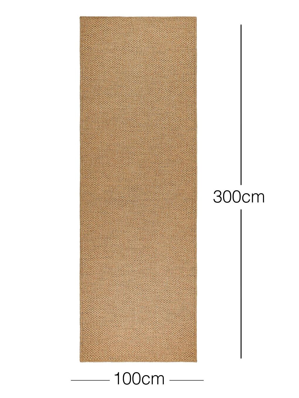 Bej Yıkanabilir Jüt Görünümlü Naturel Renk Hasır Desenli Halı Kilim 100 x 300 cm-5