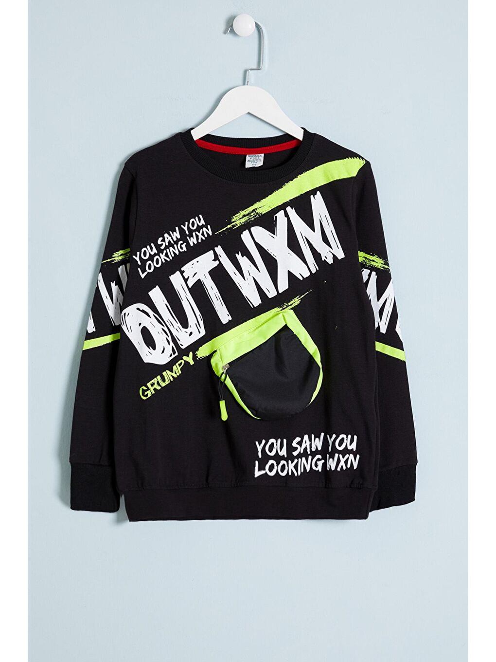 Siyah Erkek Çocuk Outwxm Baskılı Sweatshirt 9-14 Yaş 14019