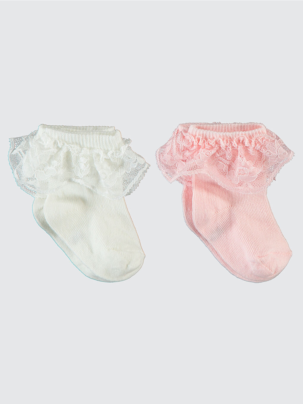 Civil Kız Bebek 2'li Çorap Set 6-18 Ay Ekru-Pembe