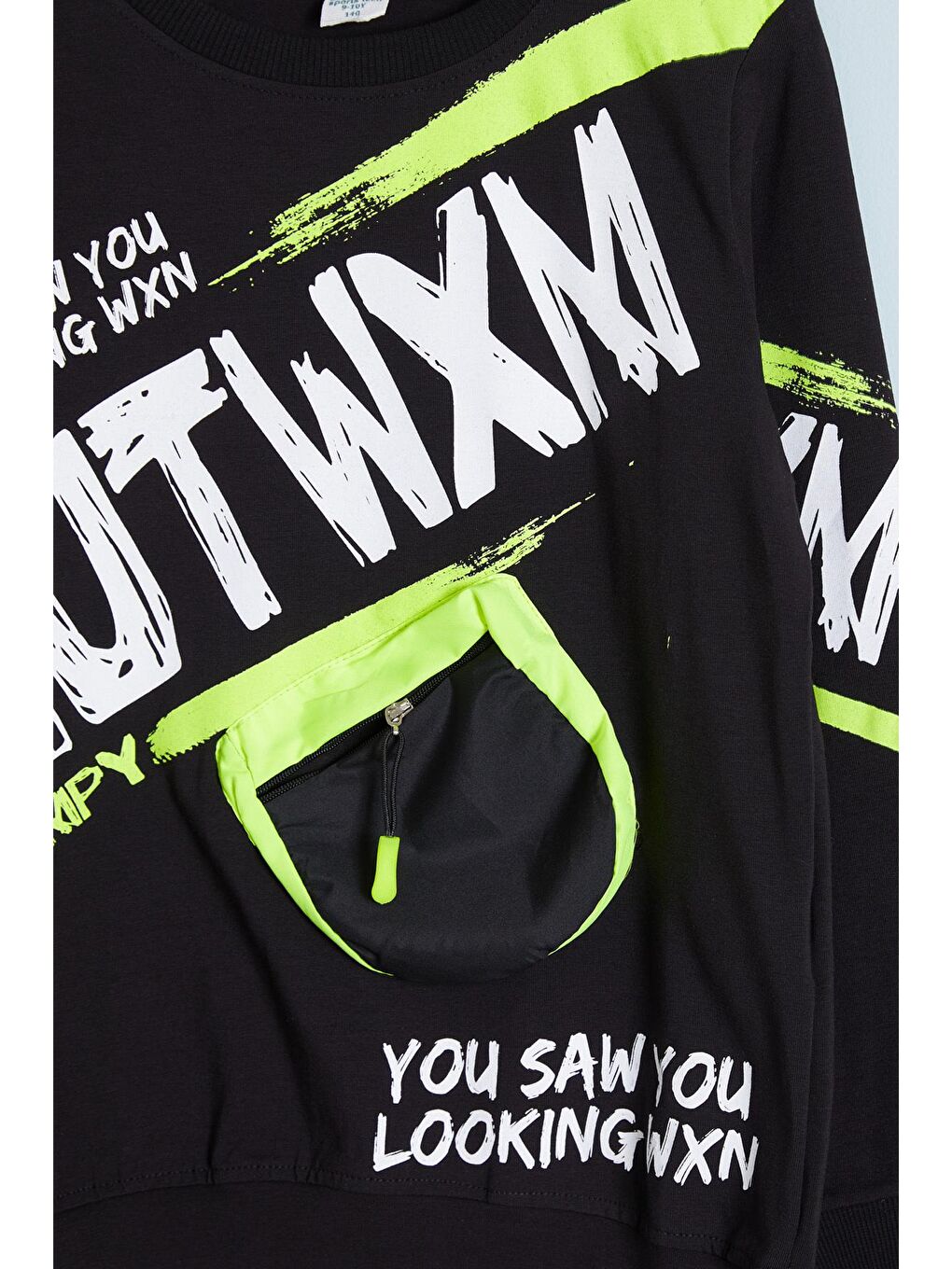 Siyah Erkek Çocuk Outwxm Baskılı Sweatshirt 9-14 Yaş 14019-1