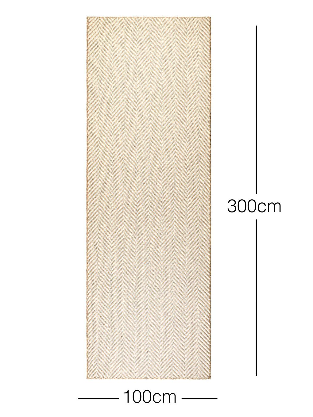 Ekru Renk Balıksırtı Jüt Halı Kilim 100 x 300 cm-5