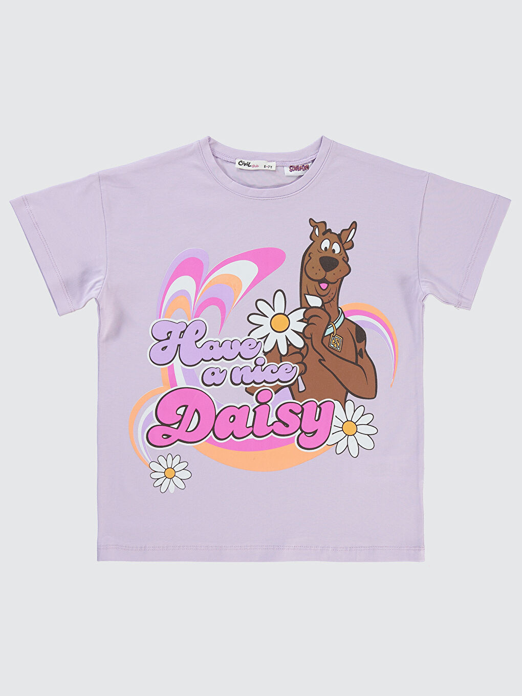 Mor Scooby Doo Kız Çocuk Tişört 10-13 Yaş Nazik Lavanta