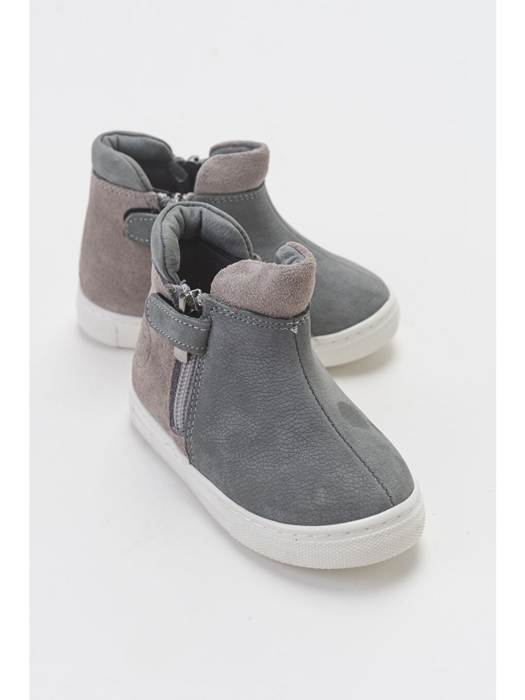 Erkek Çocuk Gri Hakiki Deri Çocuk Bot-1