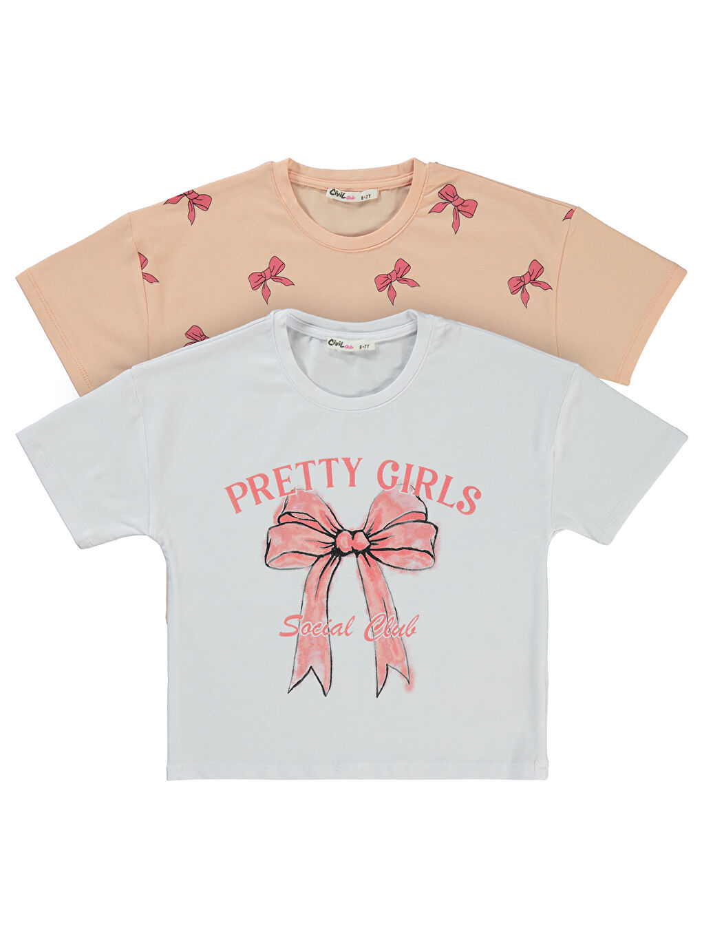 Girls Kız Çocuk 2'li Tişört 6-9 Yaş Lila-2